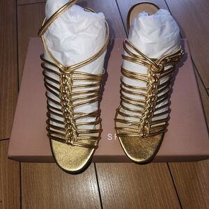 Via Spiga Gold Strappy Women's Sandals